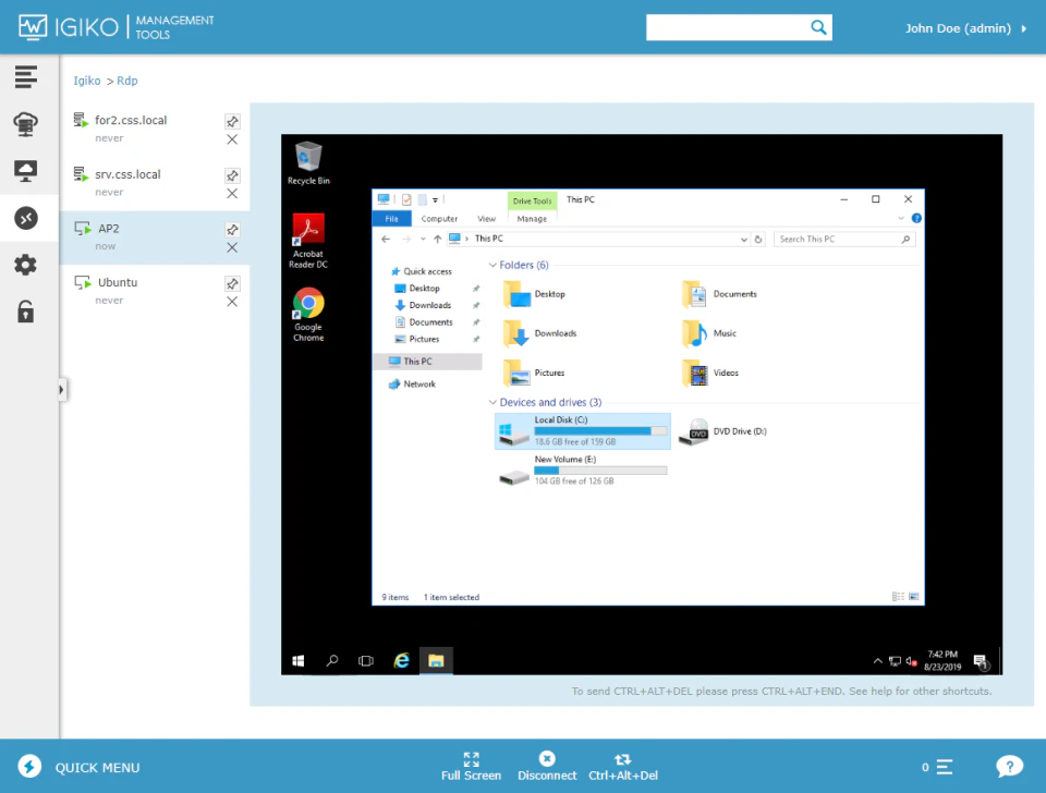 screenshot of Igiko Management Tools